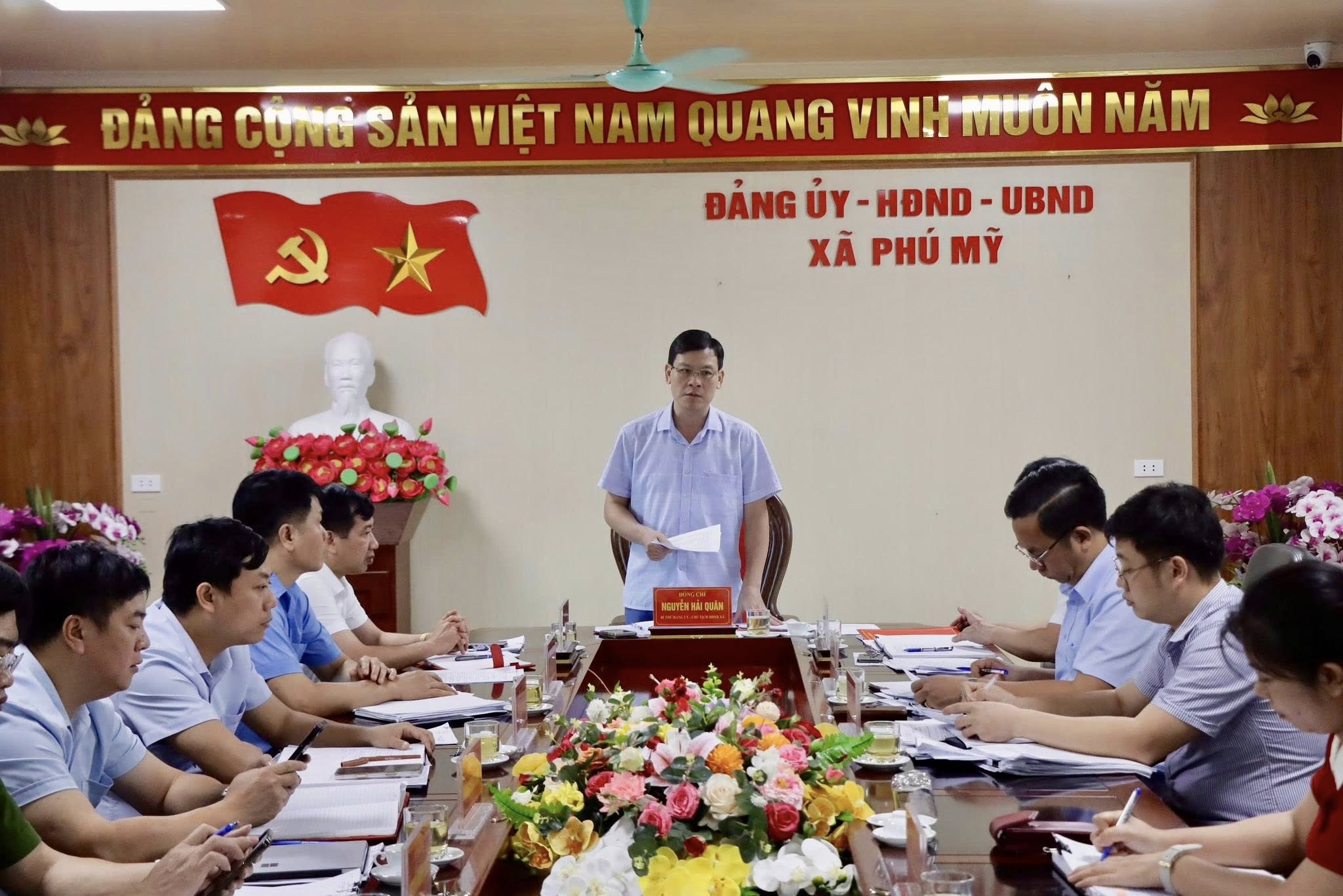 Ban Thường vụ Đảng ủy xã Phú Mỹ tổ chức hội nghị nghe báo cáo các nội dung trọng tâm.